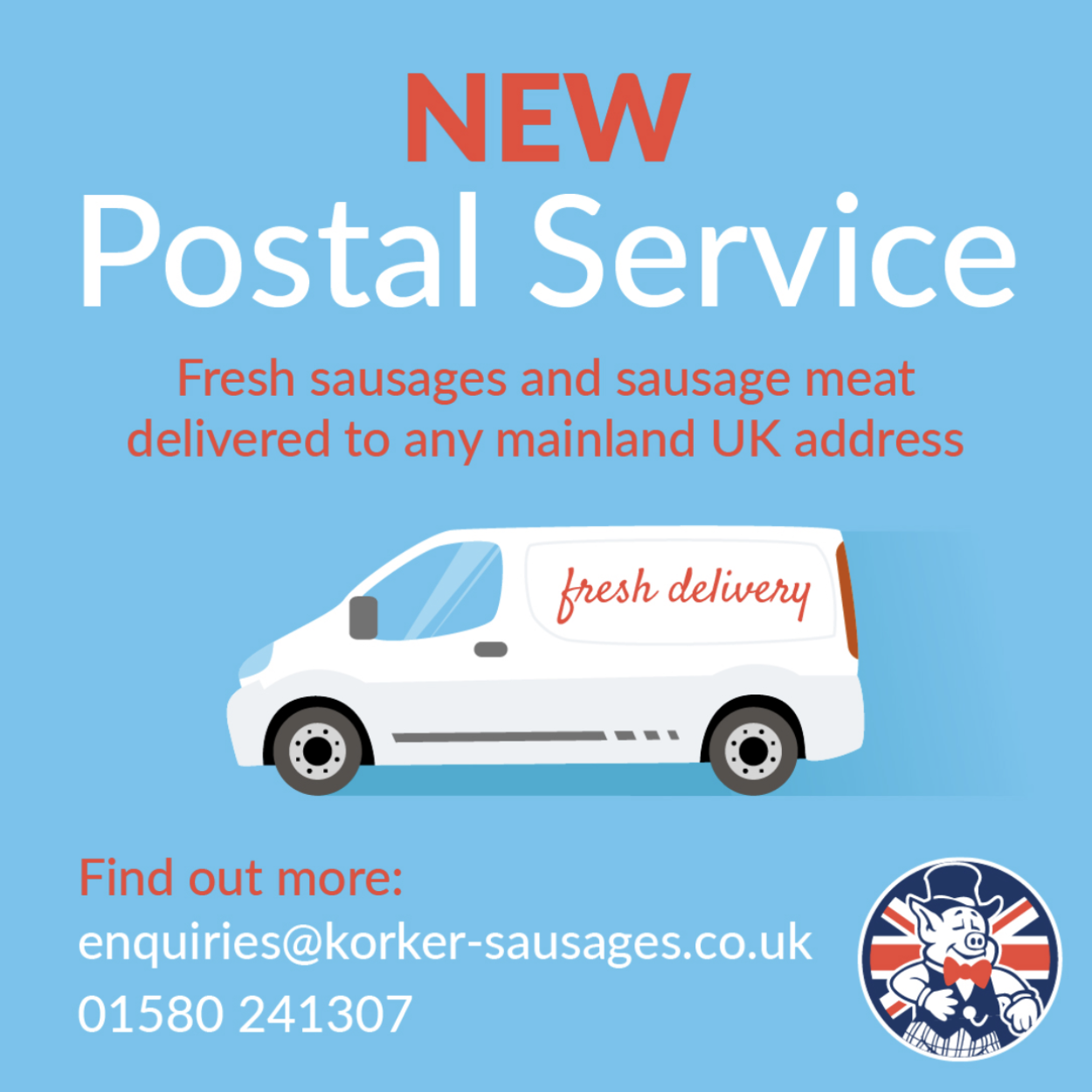 New Postal Service from Korkers Sausages Produced in Kent