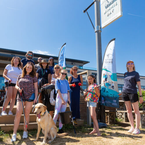 Beach cleaners at the Minnis Bay Bar and Brasserie Birchington