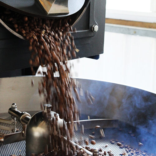 Bean Smitten Roasting dump beans close up