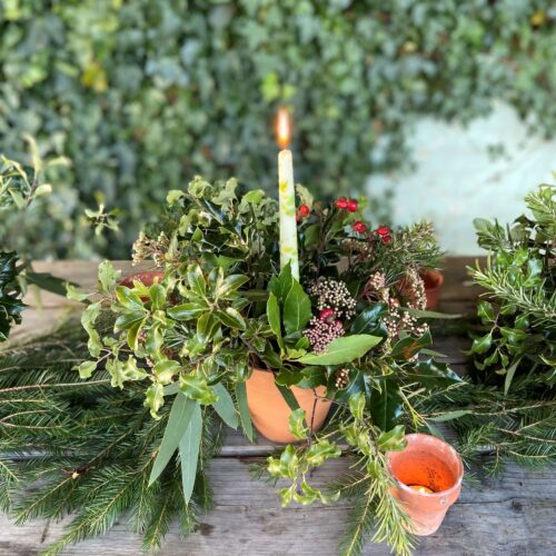 Blooming Green Xmas 23 table dec sml