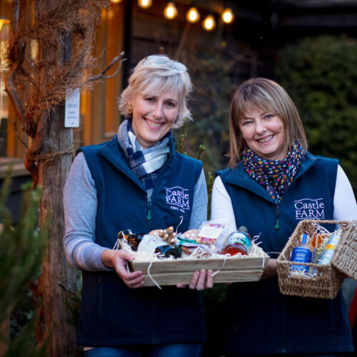 Castle Farm Carine and Julie with Castle Farm hampers