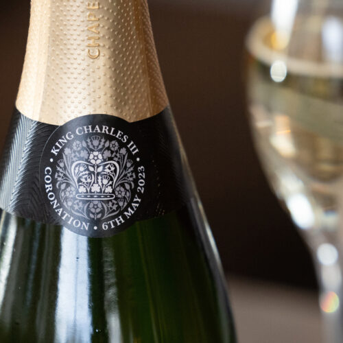 Chapel Down Coronation Edition neck label close up