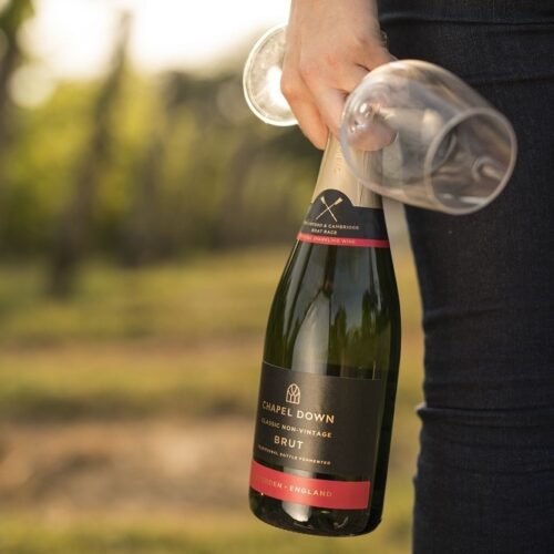 Chapel down Brut and Glass in vines 050718 109