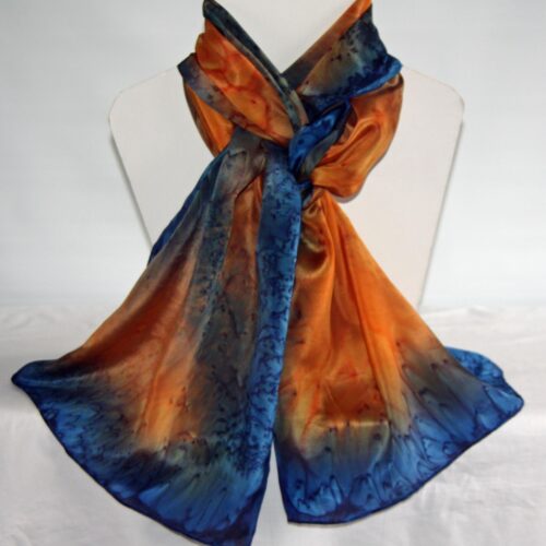 Designs on Silk Orange Navy C 4930