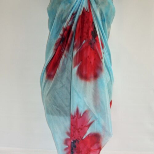 Designs on Silk Poppies on Aqua 3720