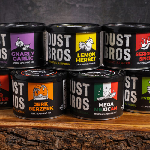 Dust Bros can selection on wood
