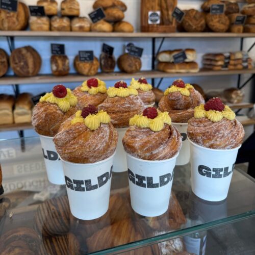 Gilda pistachio and raspberry cruffin