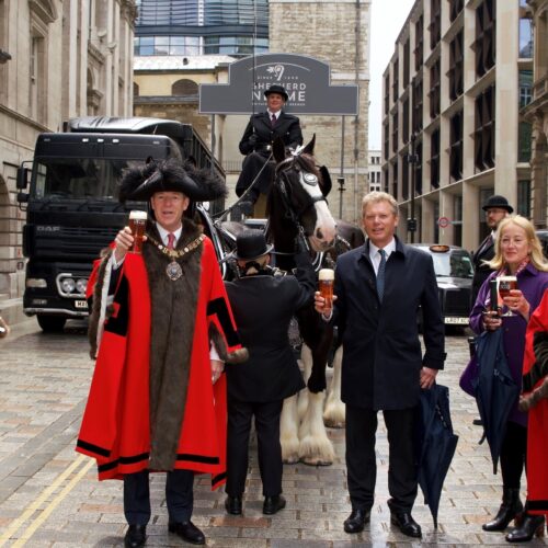Lord Mayor of London with Shepherd Neame Chief Executive Jonathan Neame and Drake Morgan founder Jillian Mac Lean