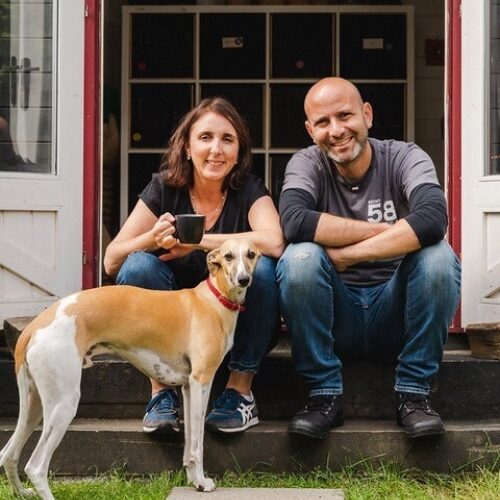 Mont58 team photo dog