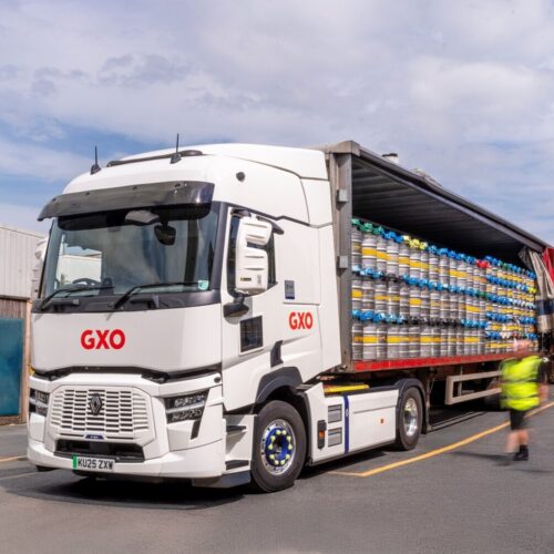 One of the new trucks is unloaded at the Faversham Brewery