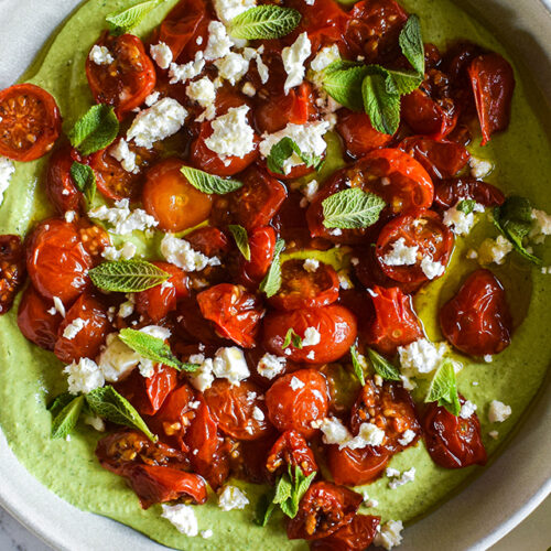 Pea Mint Whipped Fetawith Slow Roasted Tomatoes La 083446