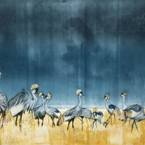 Polly Hosp Rainy Season Blues Monoprint 41x34cm