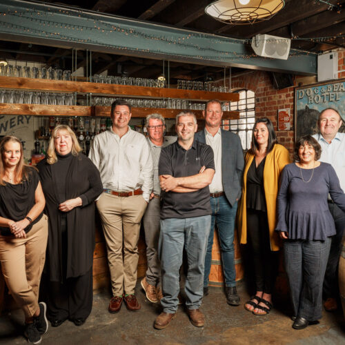 Shepherd Neames Director of Tenanted Pub Operations Greg Wallis centre with members of his team