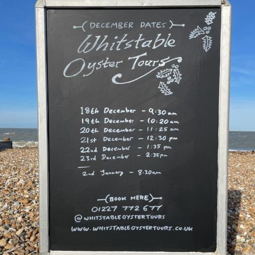 Whitstable Oyster Tours December dates board