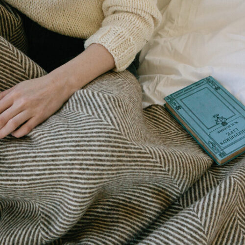 Copperhurst british romney wool herringbone throw tawny21020932