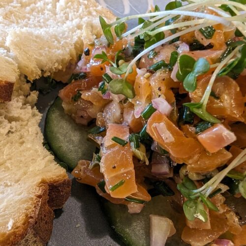 Cured and Smoked Salmon tartare