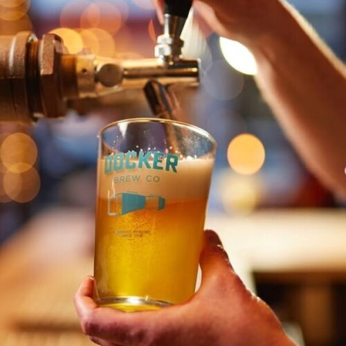 Docker pint being poured