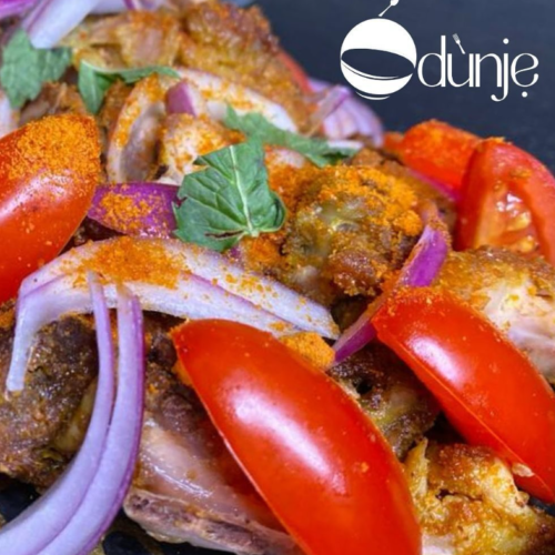 Odunje meat and veg closeup