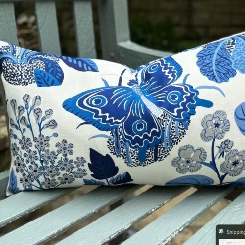 Queenie and Judge Blue Butterfly Cushion